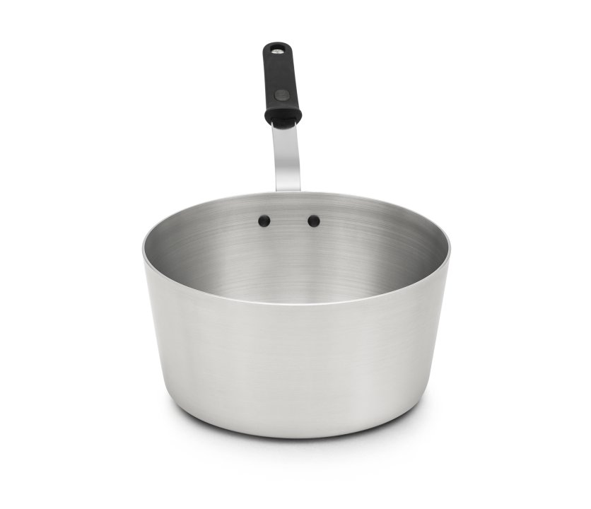 10-quart Wear-Ever® tapered aluminum saucepan with natural finish and silicone handle