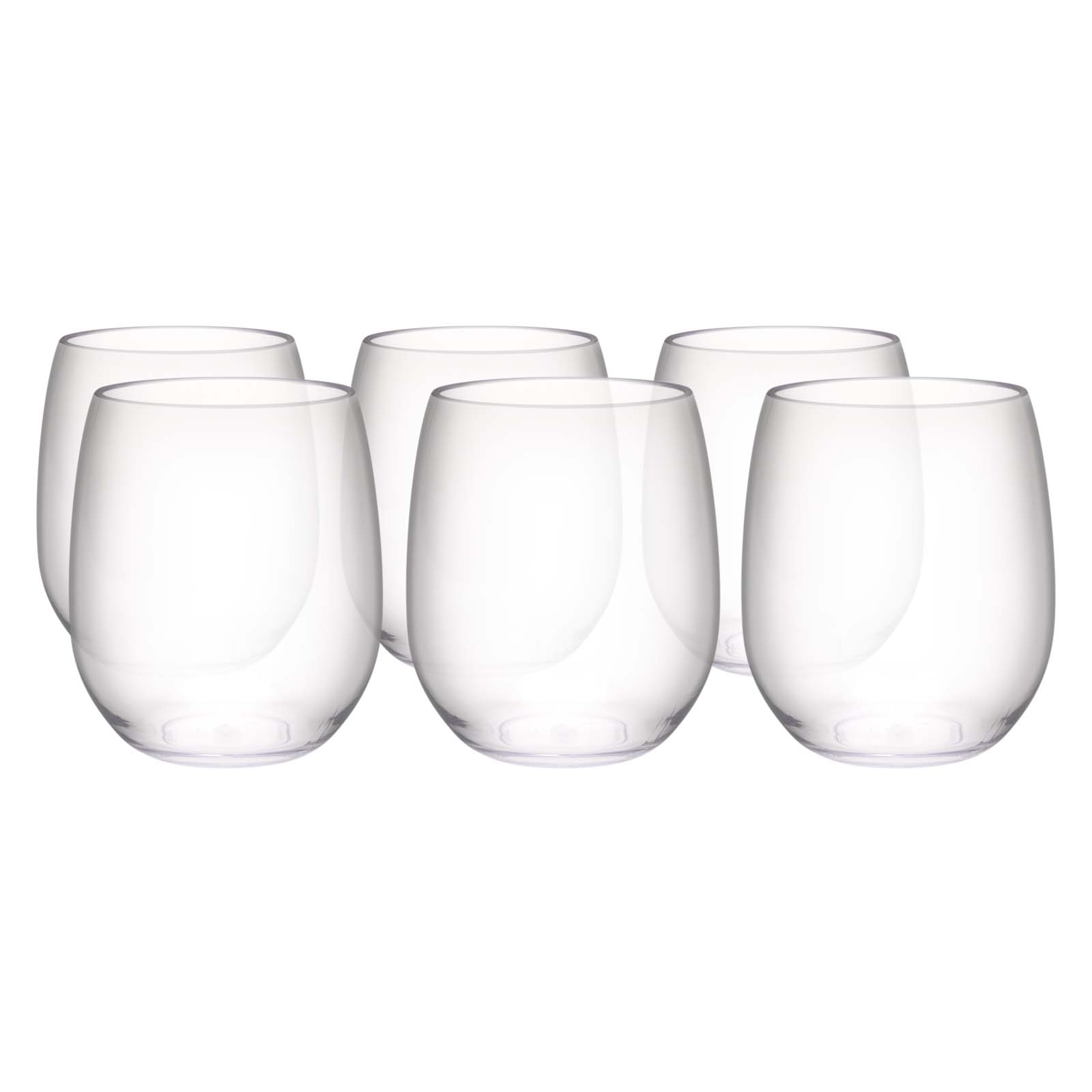 Trinity 15 ounce Plastic Wine Glasses, Clear, 2-piece set