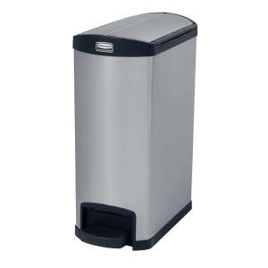Rubbermaid Commercial, Impressions™, 13 gal, Metal, Black, Rectangle, Receptacle