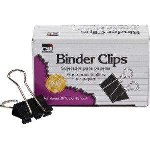Binder Clips, Large, 1 Inch Capacity, Black/Silver, 12/Box