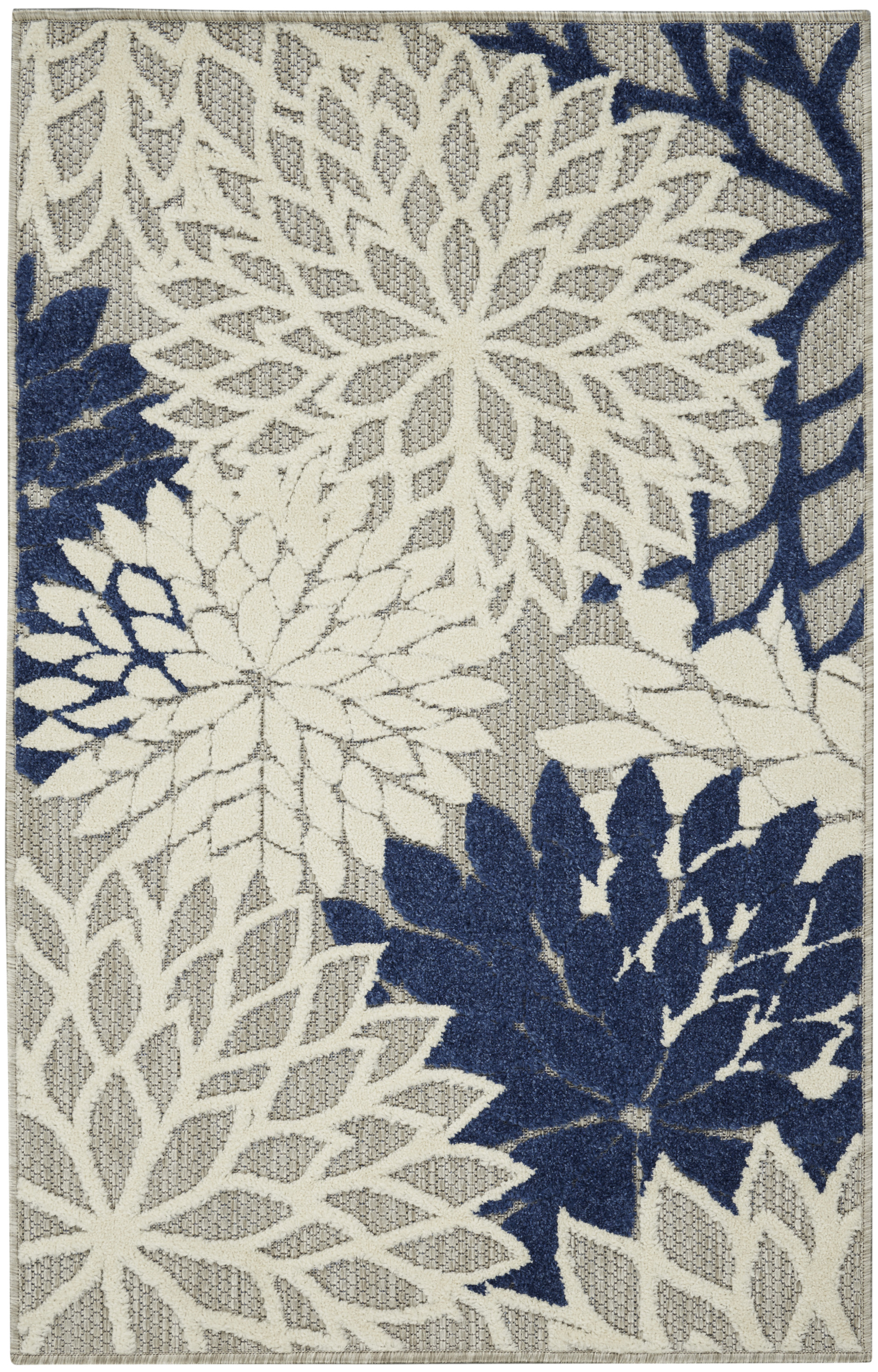 Nourison Aloha 2'8" x 4' Ivory Navy Tropical Rug