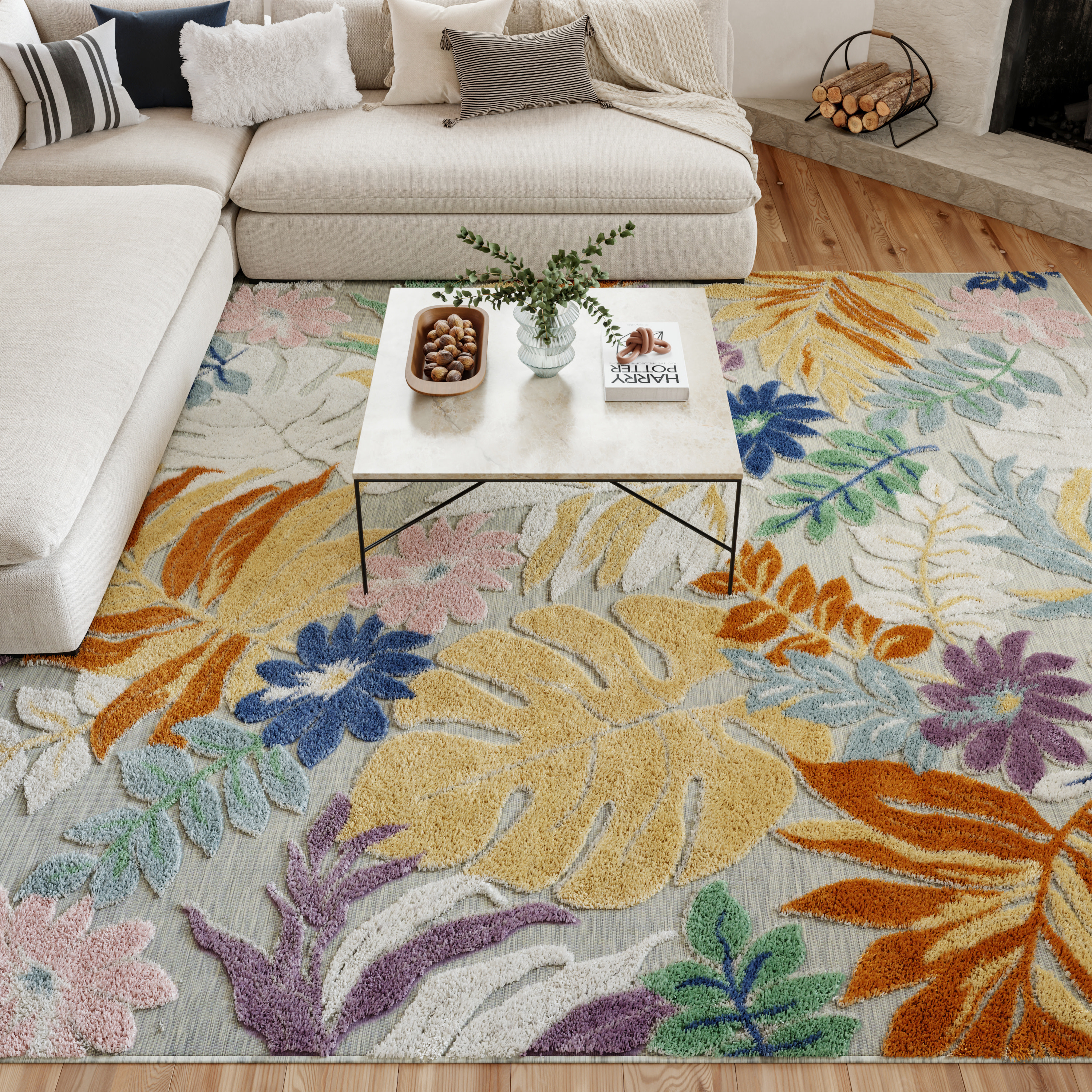 Nourison Suncoast 7'10" x 9'10" Multicolor Tropical Rug