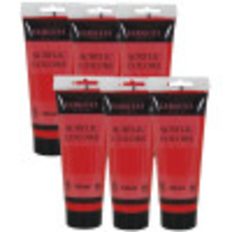 Acrylic Paint Tube, 120 ml, Cadmium Red Hue, Pack of 6