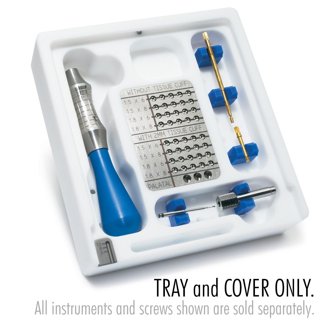 A.C.E. Orthodontic Tray includes: delrin base, titanium inserts, cover