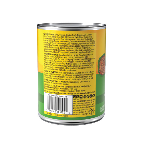 Wellness Complete Health Pate Turkey Dinner back packaging