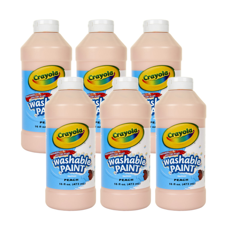 Washable Paint, Peach, 16 oz., Pack of 6