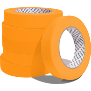 Masking Tape, 1" x 60 Yards, Orange, Pack of 6