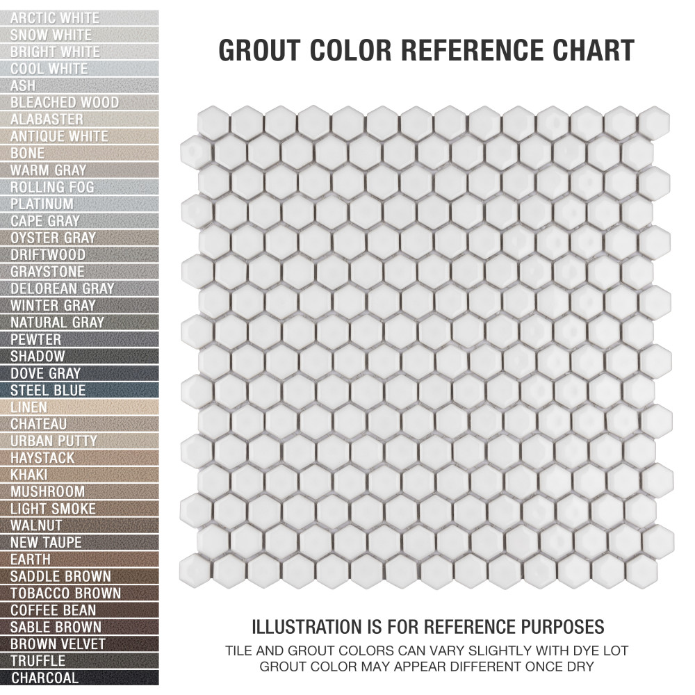 Colmena Hex Glossy White 11.5x11.63 Hexagon Porcelain Floor and Wall Digital Pattern
