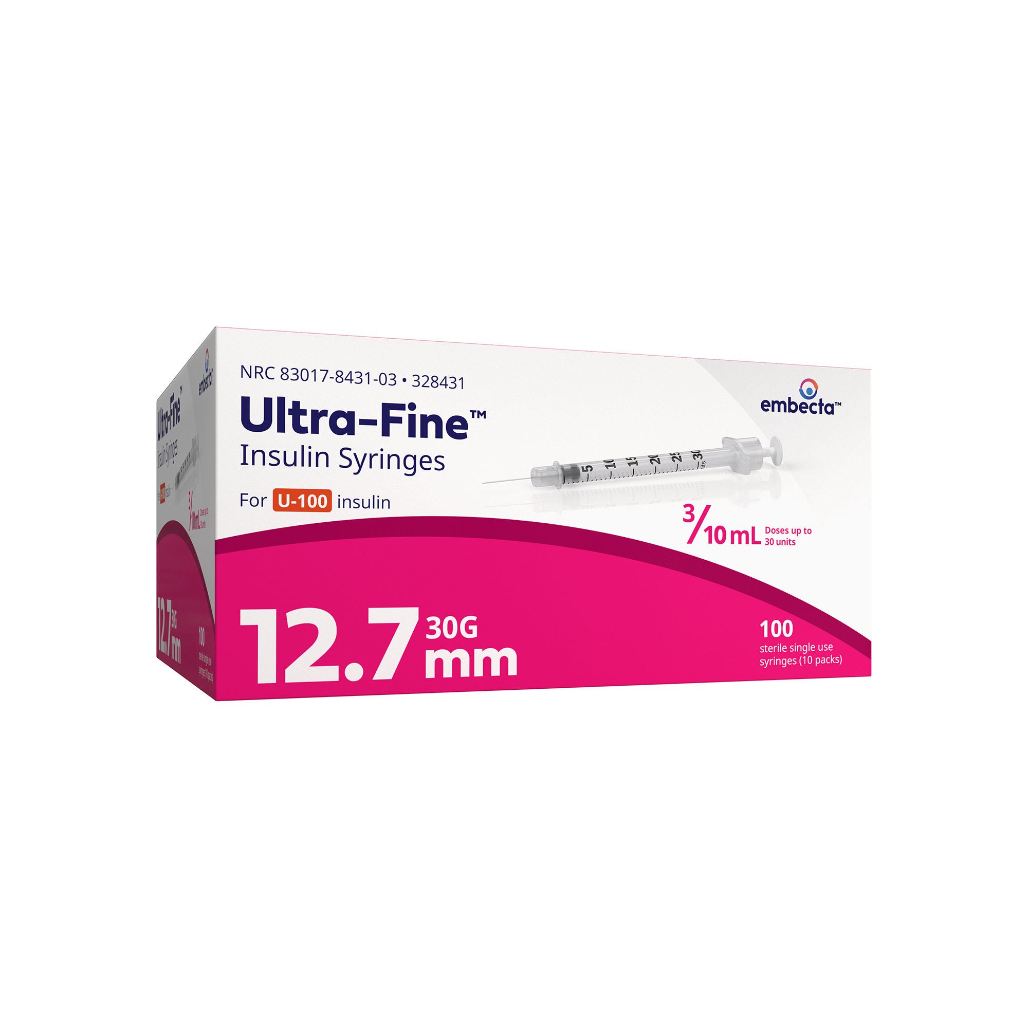 Embecta Medical II LLC SYRINGE, INSULIN 3/10CC 30GX1/2" (10/BG 10BG/BX 5BX/CS)