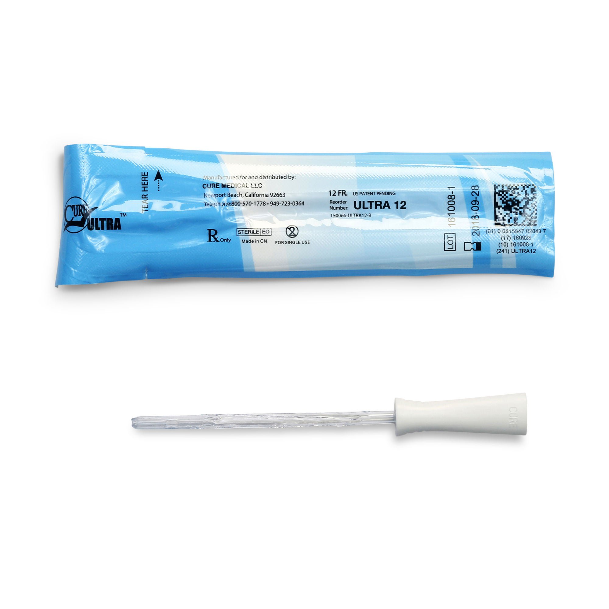 Cure Ultra™ Straight Tip Female Urethral Catheter 12 Fr ULTRA12