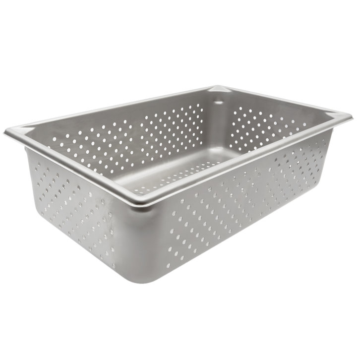 Full-size 6-inch-deep Super Pan V® perforated stainless steel steam table pan