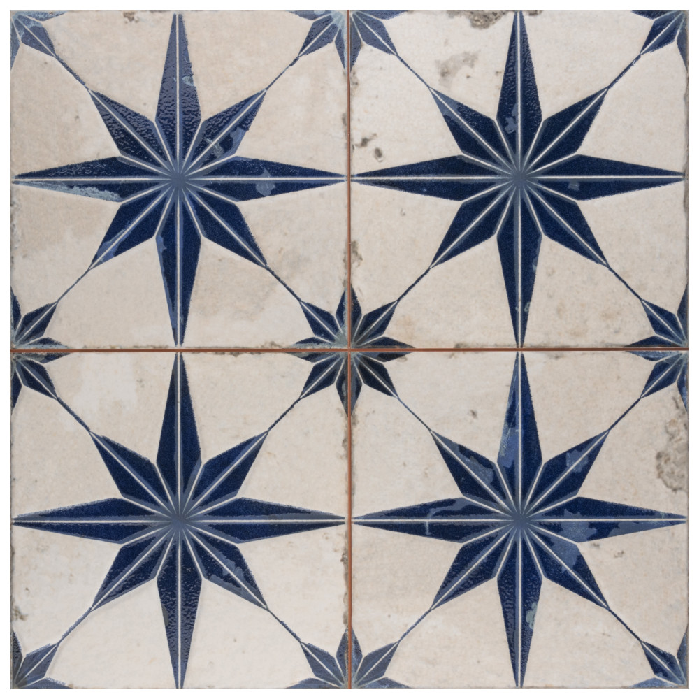 Kings Star Luxe Blue 17-5/8 in. x 17-5/8 in. Ceramic Floor and Wall Tile