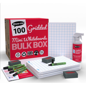 Bulk Box of 100 x Gridded/Plain 8" x 12" Lapboards, with Pens, Erasers, Cleaner