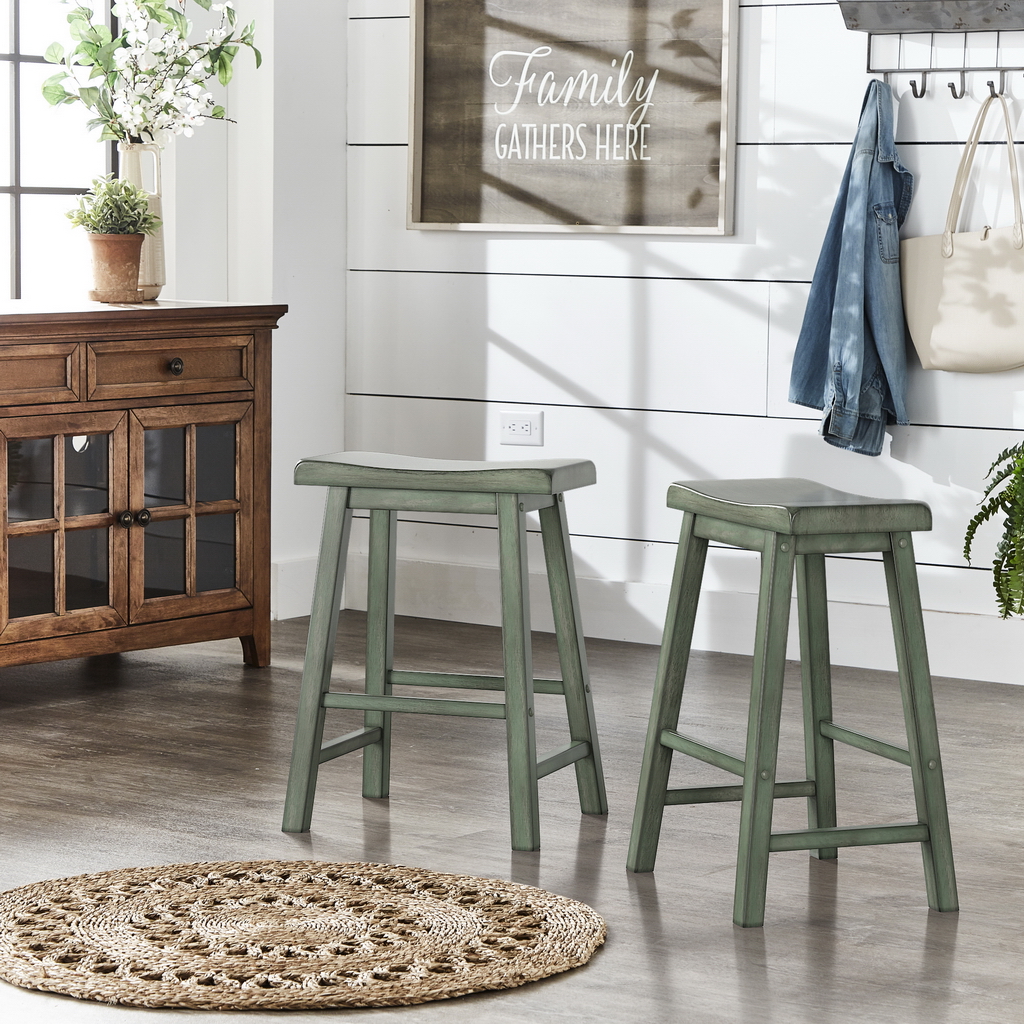 Saddle Seat Counter Height Backless Stools (Set of 2)