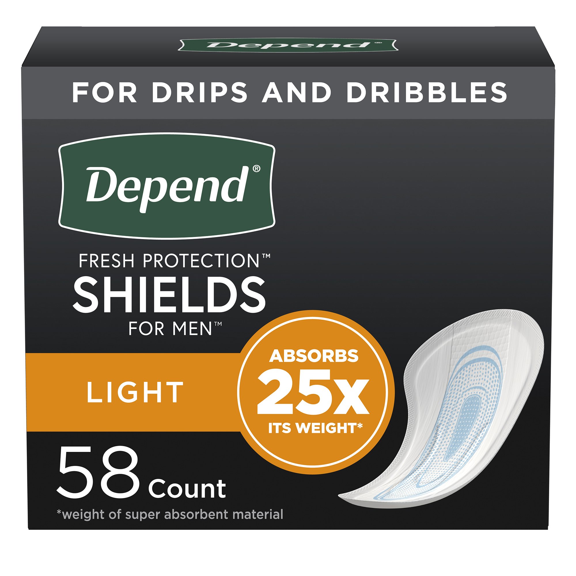 Depend Shields for Men Light Bladder Control Pad MK 836349