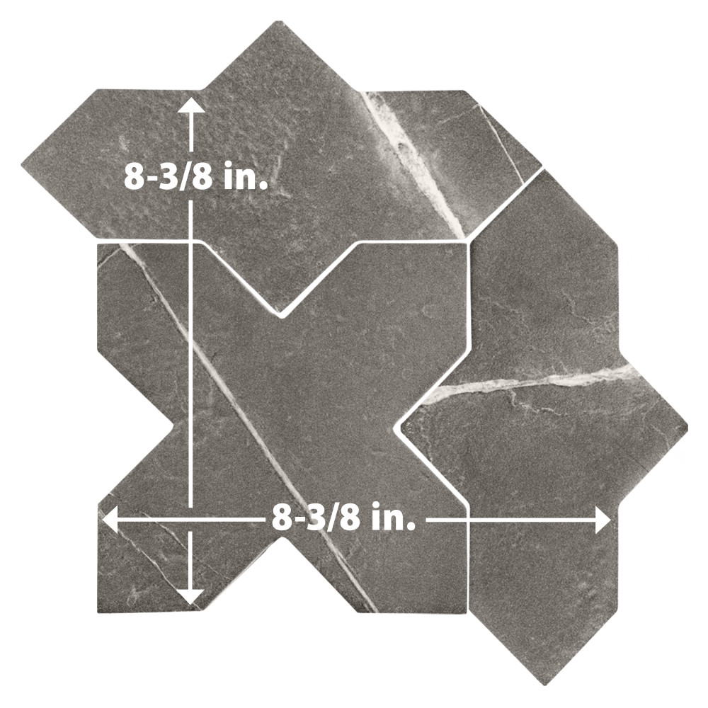 Istanbul Templar Shield Night with Night Cross 8-3/8 in. x 8-3/8 in. Porcelain Floor and Wall Tile