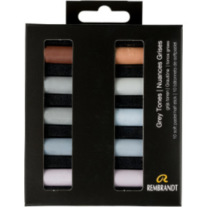 Soft Pastel Micro Sets, 10 Half Sticks, Grey Tones