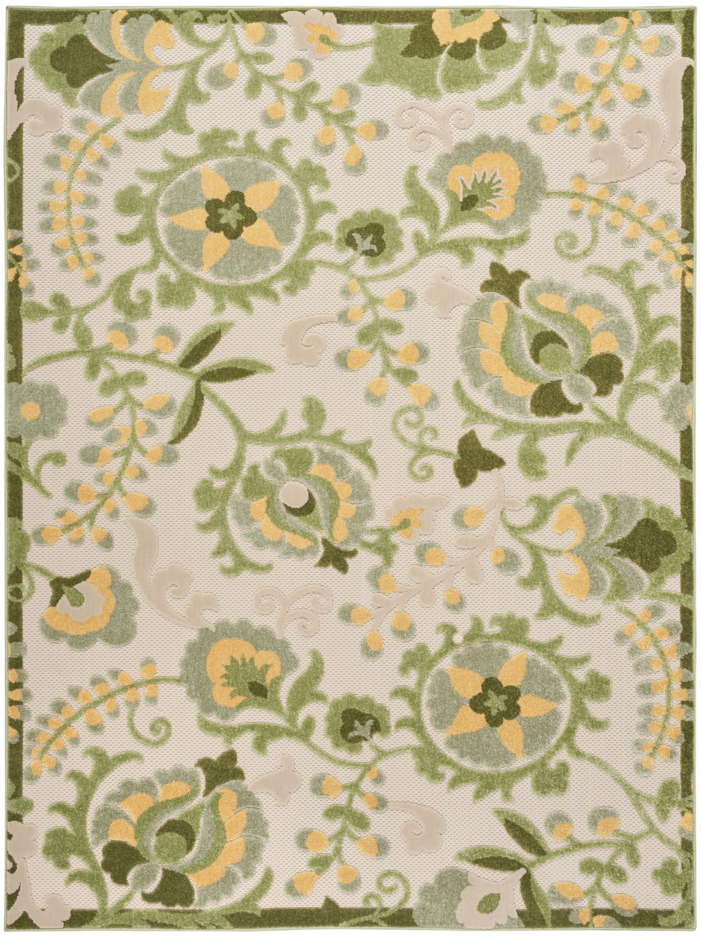 Nourison Aloha 6' x 9' Ivory Green Outdoor Rug