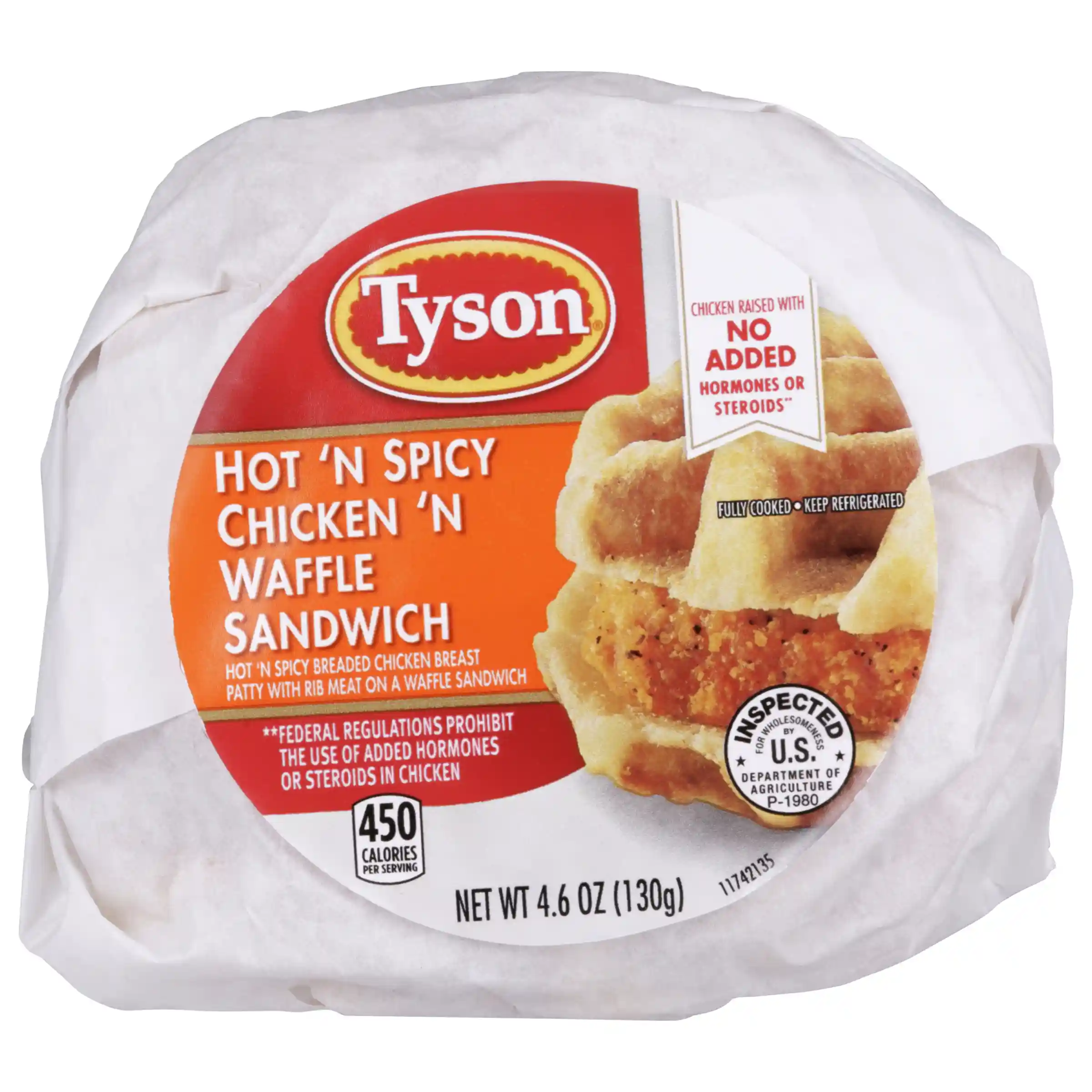 Tyson® Butcher-Wrapped Hot 'N Spicy Chicken & Waffles Sandwich_image_3