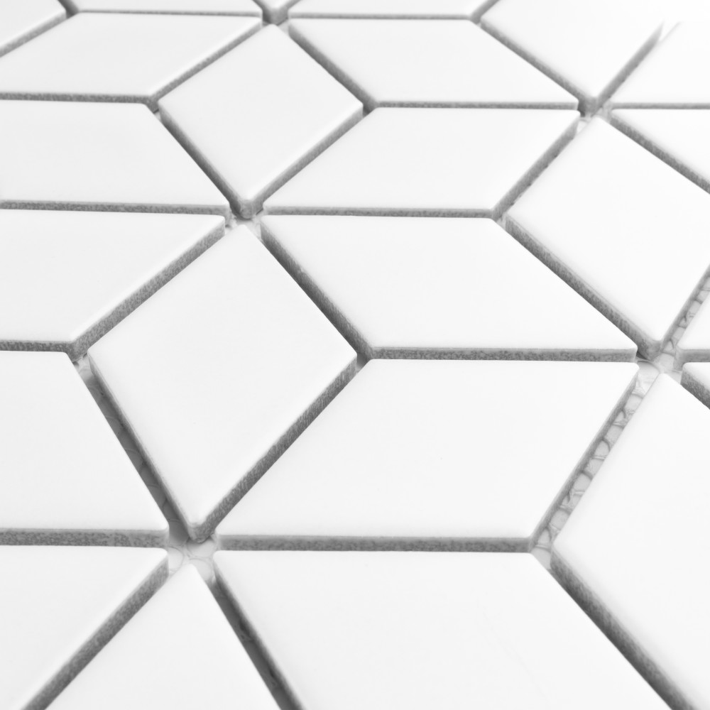 Metro Rhombus Matte White 10-1/2 in. x 12-1/8 in. Porcelain Mosaic Tile