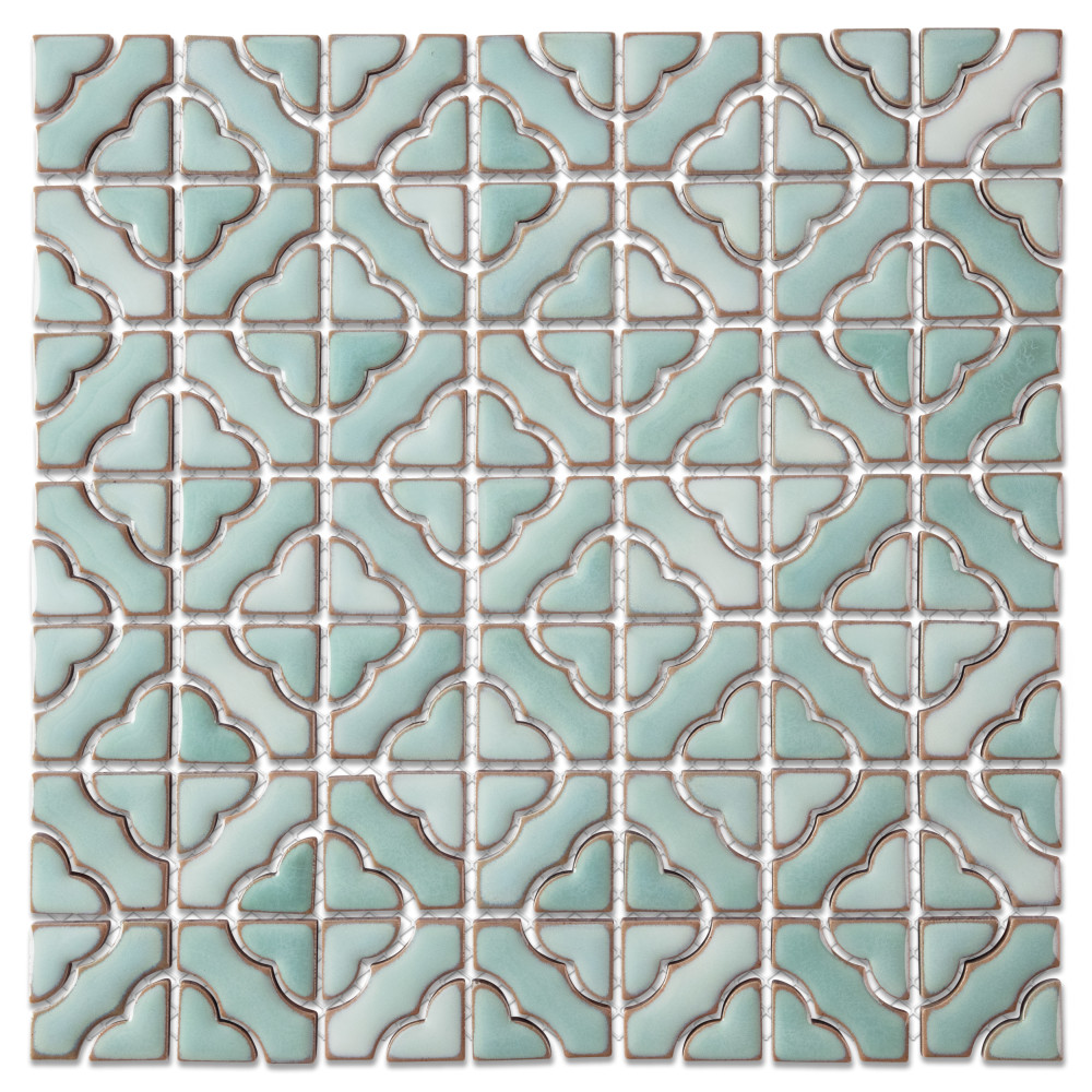 Hudson Tower Mint Green 12 in. x 12 in. Porcelain Mosaic Tile