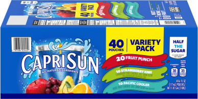 Capri Sun® Fruit Punch, Strawberry Kiwi, Pacific Cooler Blend Variety Pack, 40 ct Box, 6 fl oz Pouches