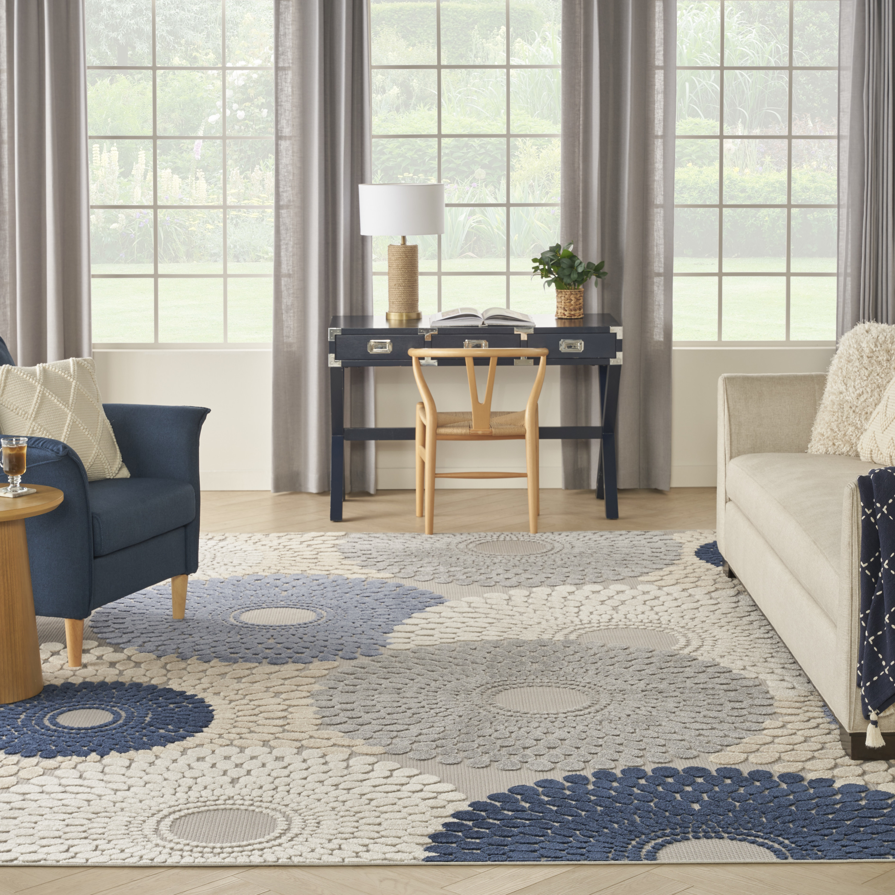 Nourison Aloha 7' x 10' Blue Grey Modern Rug