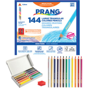 Colored Pencils Triangular, 5.5 mm core, Assorted Colors, 144 Count