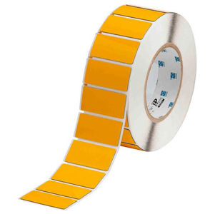 Polyester Rectangular Label, Gloss, Acrylic-Foam Backed, Yellow, 1 H x 2 W in.
