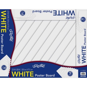 Poster Board, White, 22" x 28", 10 Sheets