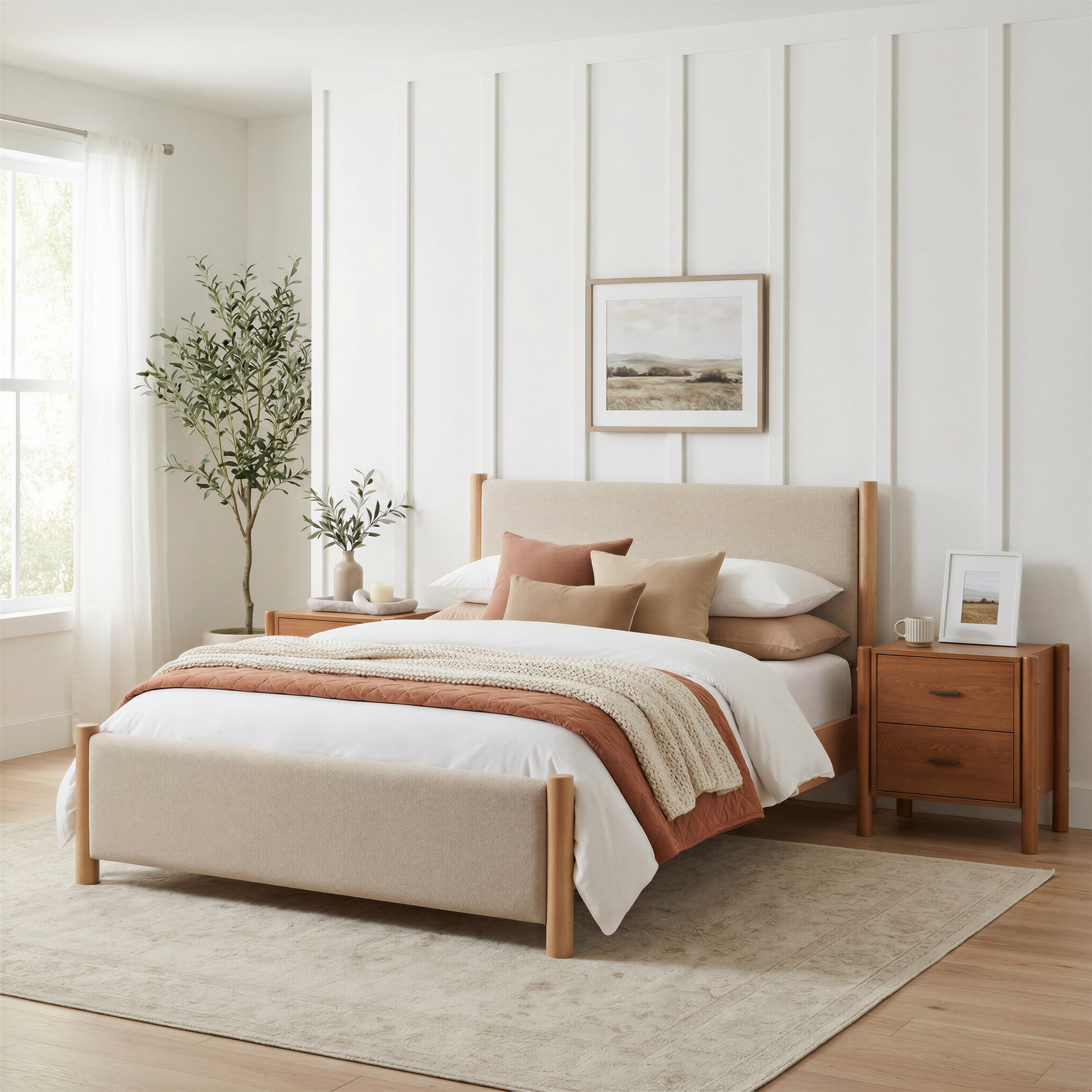 Hadi Queen Bed Beige & Natural product image