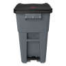 Rubbermaid Commercial, Step-On Rollout, 50 gal, Resin, Gray, Square, Receptacle