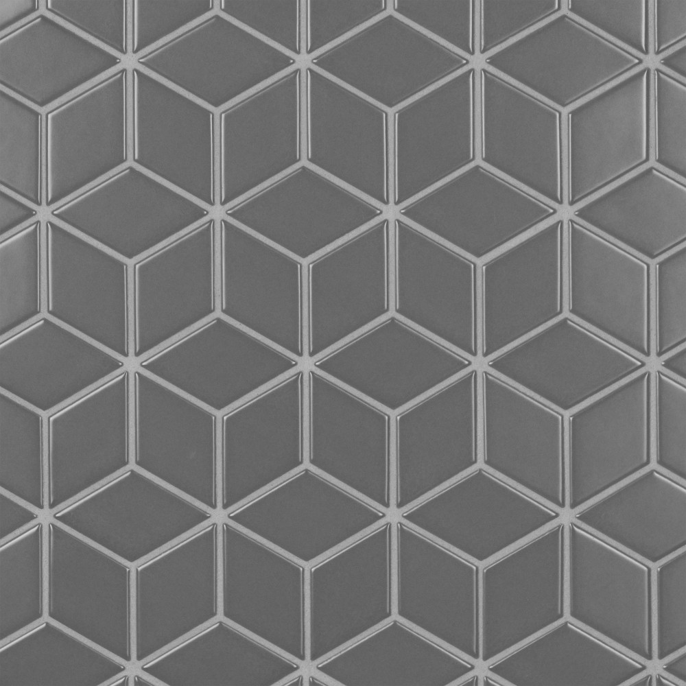 Metro Rhombus Matte Grey 10-1/2 in. x 12-1/8 in. Porcelain Mosaic Tile