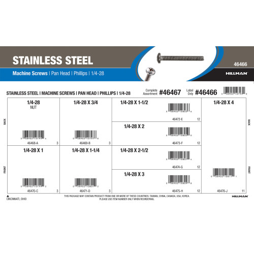 Stainless Steel Phillips Pan-Head Machine Screws Assortment (1/4