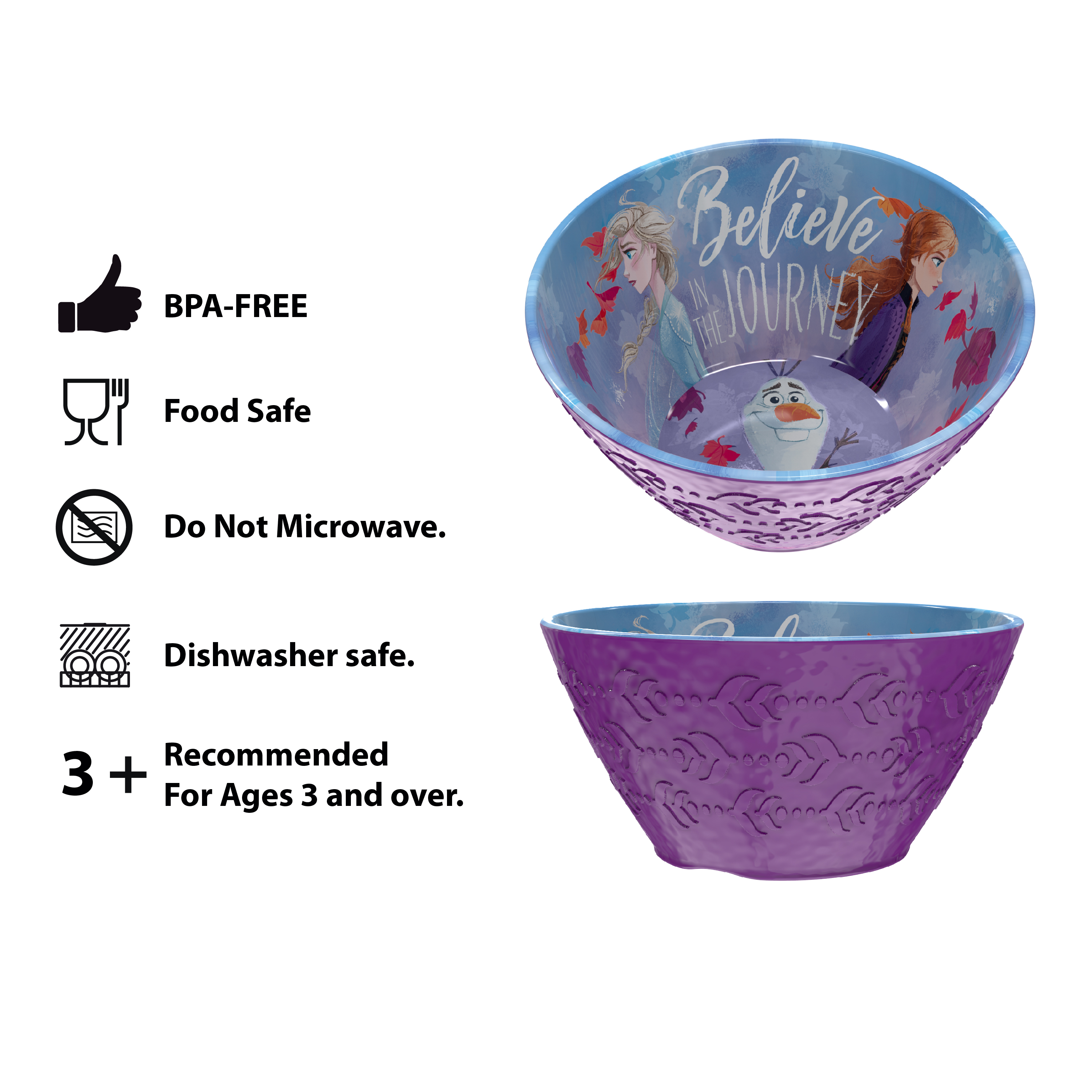 Disney Frozen 2 Movie Kids Plate and Bowl Set, Anna, Elsa & Olaf, 4-piece set slideshow image 7 Disney Frozen 2 Movie Kids Plate and Bowl Set, Anna, Elsa & Olaf, 4-piece set slideshow image 7