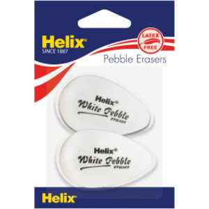 White Pebble Eraser, Twin Pack, White