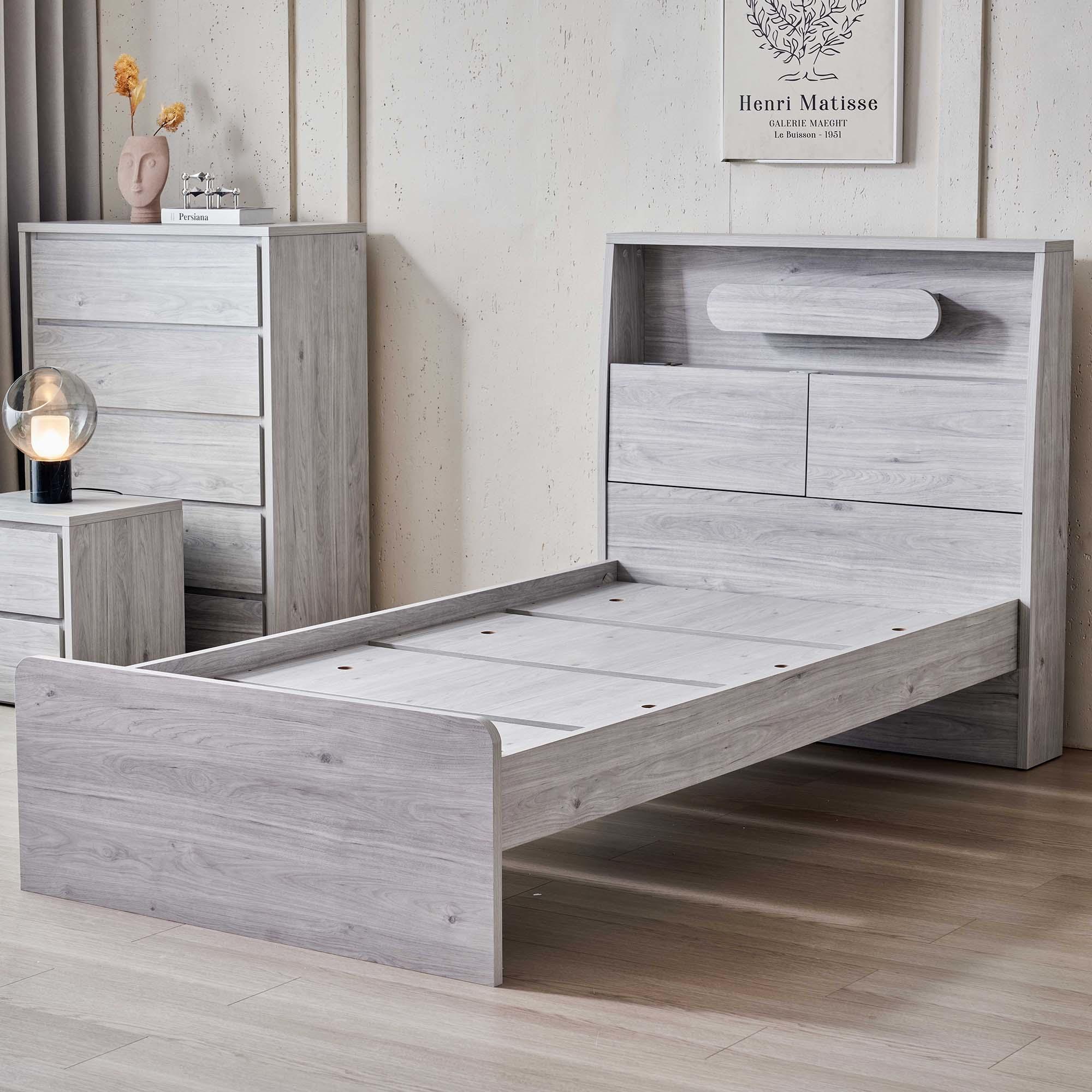 Lifestyle image of the  Nova Bed Frame, Stone Oak from Forty Winks