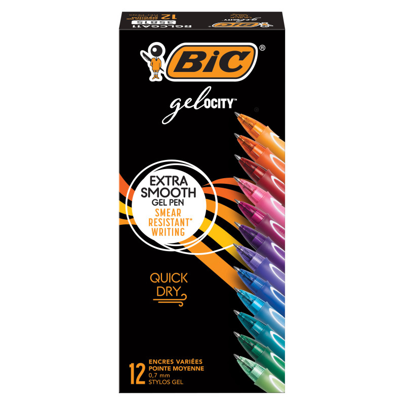 Gel-ocity® Quick Dry Retractable Gel Pens, Assorted Fashion Colors, Pack of 12