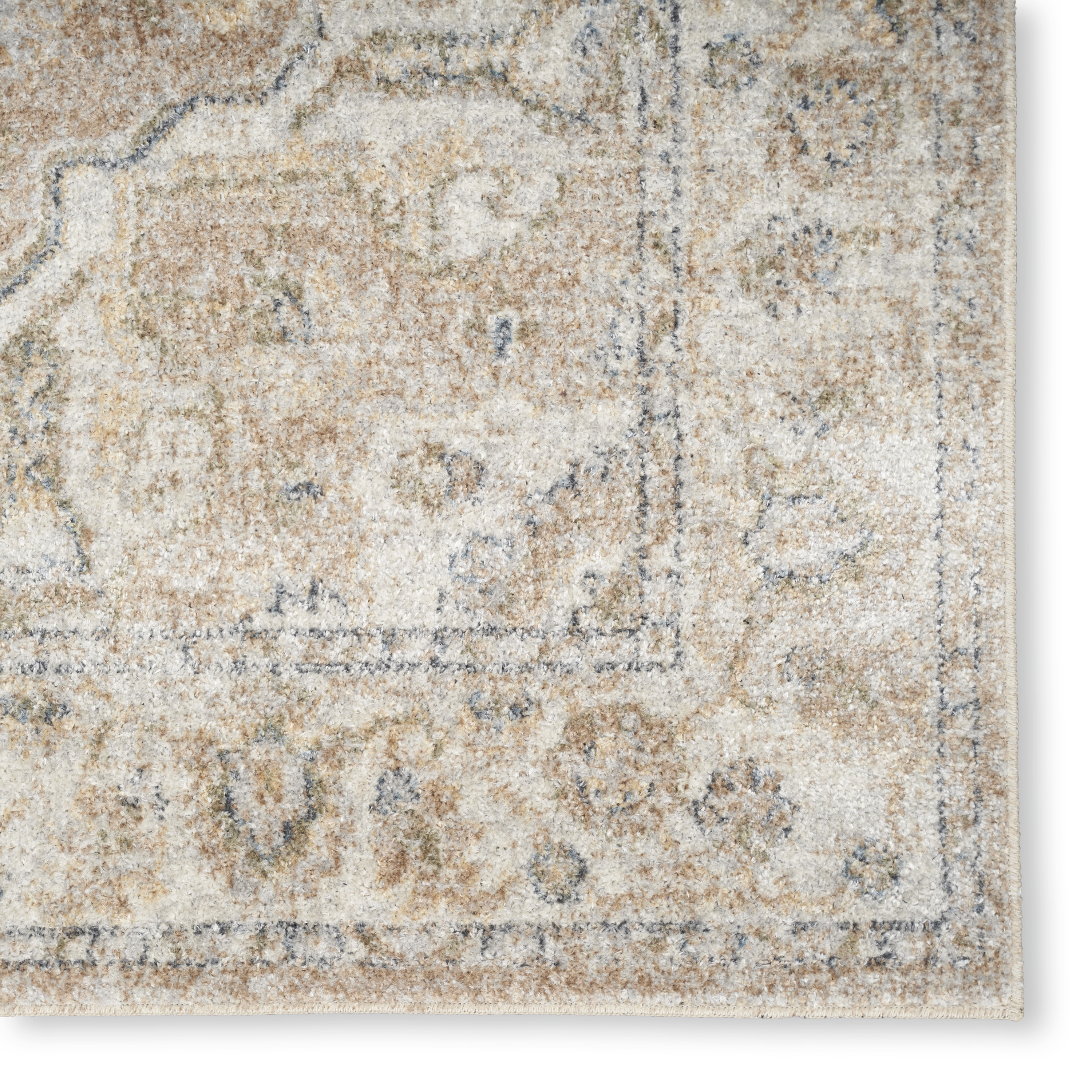 Nourison Astra Machine Washable 6'7" x 9' Beige Vintage Indoor Rug