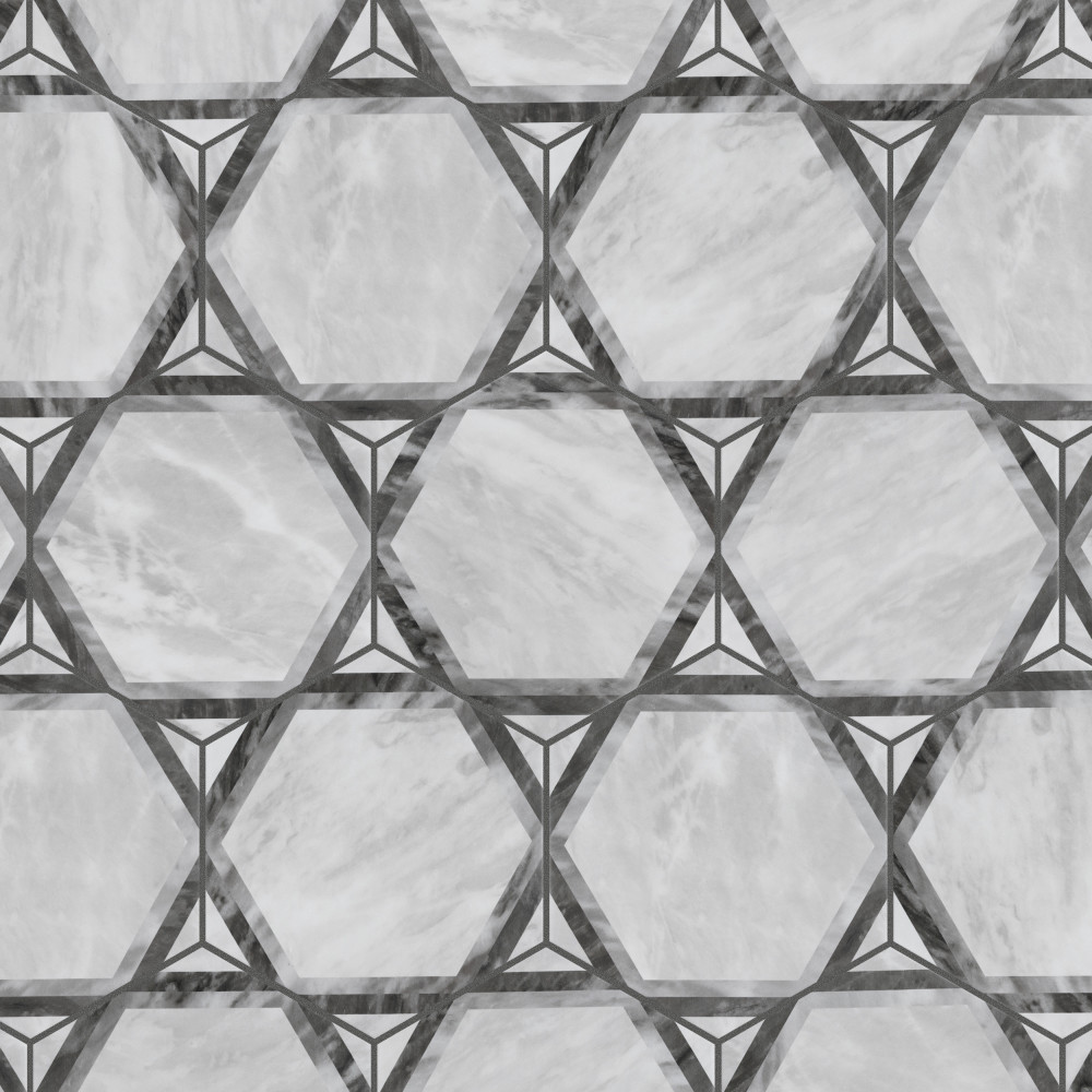 Classico Bardiglio Hex Dimension Light 7x8 Hexagon Porcelain Floor and Wall Digital Pattern