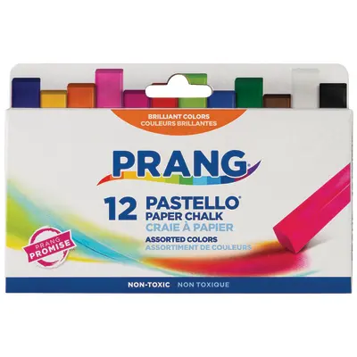Prang Pastello Paper Chalk, Square, Assorted Colors, 12 Count