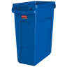 Rubbermaid Commercial, Vented Slim Jim, 16 gal, Resin, Blue, Rectangle, Receptacle