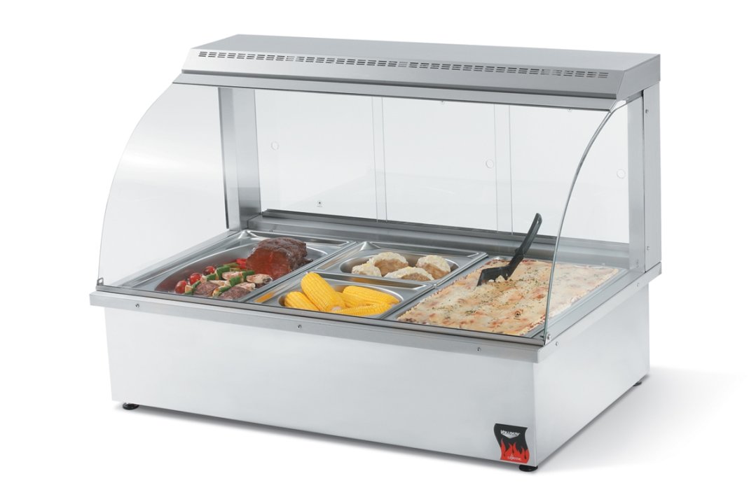 120-volt Cayenne® curved-front bain-marie heated display case with rear access