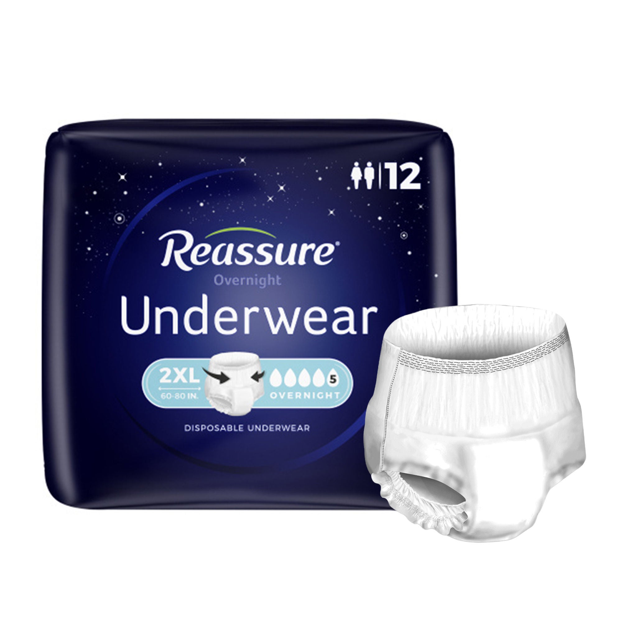 Reassure® Overnight Brief, Heavy Absorbency, Incontinence, with Tape Tabs, 2XL