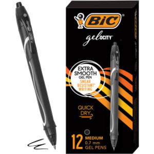 Gel-ocity&reg; Quick Dry Retractable Gel Pens, Black, Pack of 12