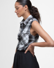 Agnes Sleeveless Shirt Monochrome Tartan
