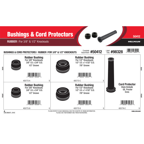 Rubber Bushings & Cord Protectors Assortment (For 3/8