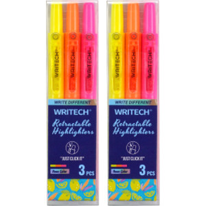 Retractable Highlighters, Assorted Neon Colors, 2 Sets