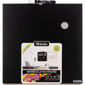CUBIX Frameless Magnetic Chalkboard, 14" x 14", Chalk Marker & Magnet