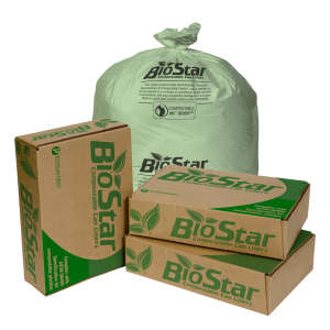 IGLBS45G, Inteplast, BioStar LLDPE Compostable Can Liner, 40 gal Capacity, 40 in Wide, 46 in High, 1 Mils Thick, Green